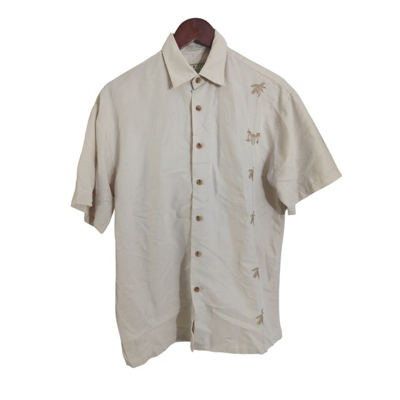 Hibiscus Hawaii Other - Hibiscus Hawaii Men's S Light Tan Hawaiian Button Up Shirt Sleeve Shirt
